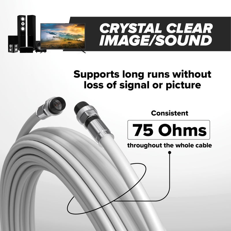 THE CIMPLE CO 150' Feet, White RG6 Coaxial Cable with Rubber booted - Weather Proof Indoor/Outdoor Rated Connectors, F81 / RF, Digital Coax for CATV, Antenna, Internet, Satellite, and More - Image 5